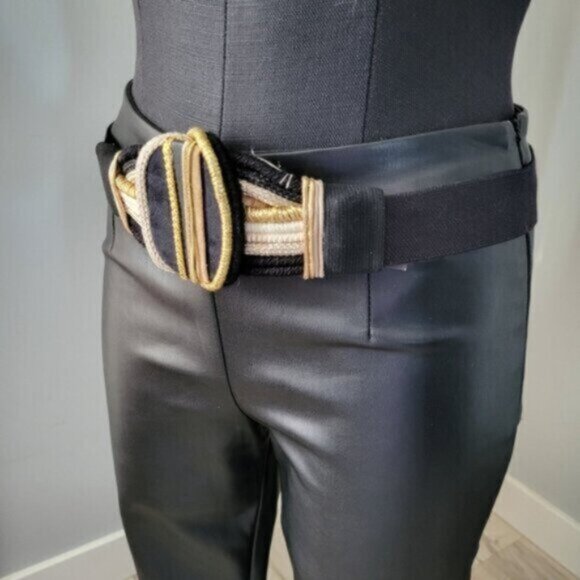 Retro Gold tone Elastic Rope Belt NWT Sz Medium - Picture 5 of 10